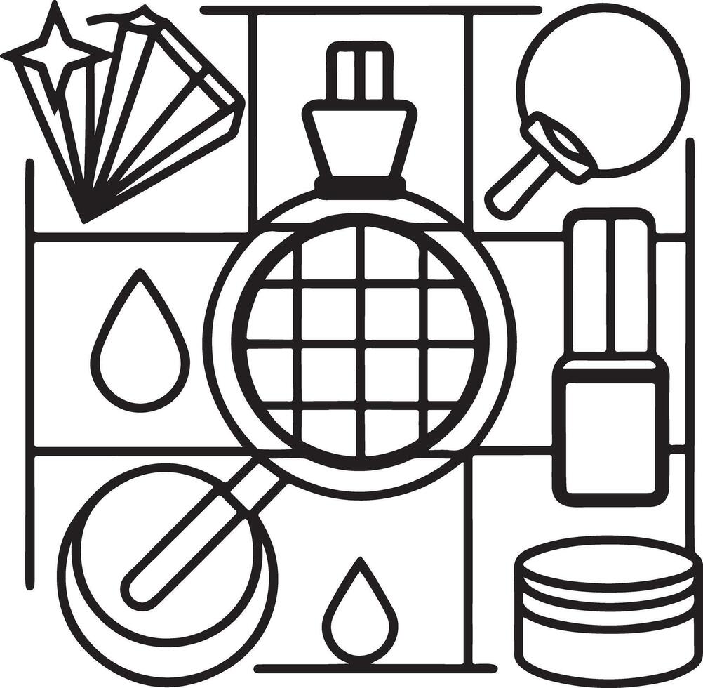 Skincare Line Art Icons Pack for Beauty Projects vector