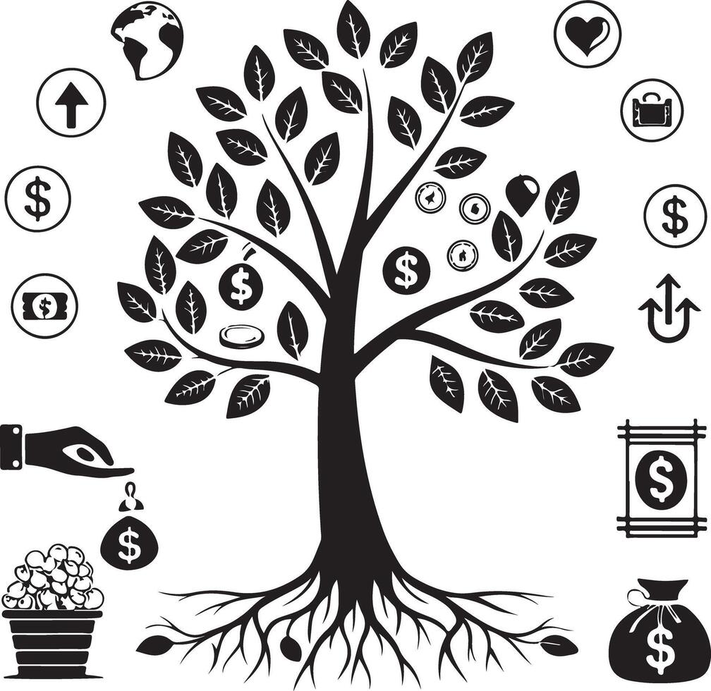 Design of Money Tree for Business Growth vector