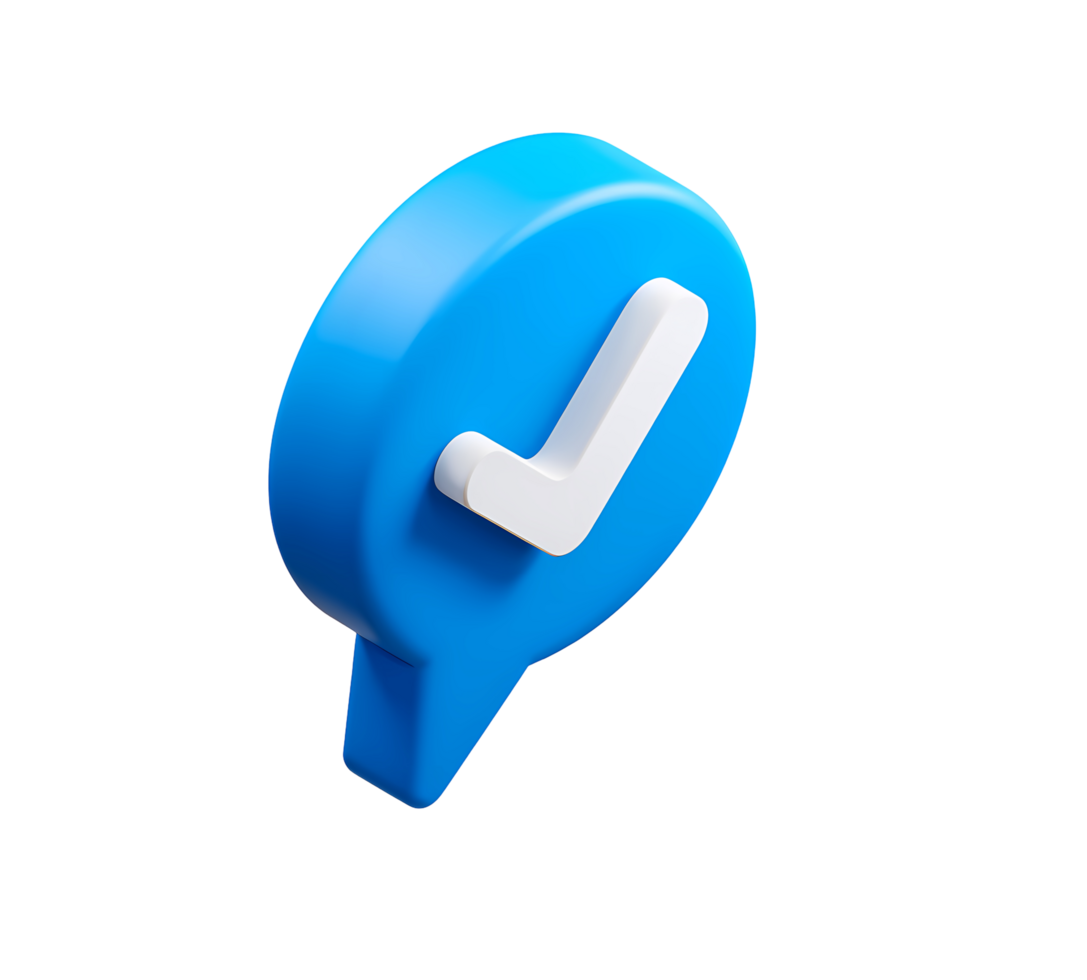 Blue Speech Bubble with White Check Mark png