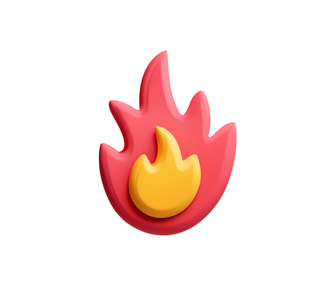 3D Rendered Fire Icon with Pink and Yellow Flame Design png