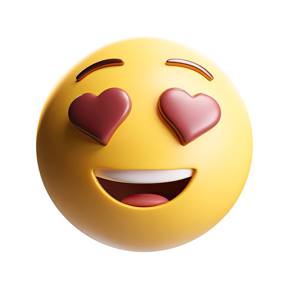 Yellow Emoji with Heart Eyes and a Happy Smile Expressing Love and Affection png