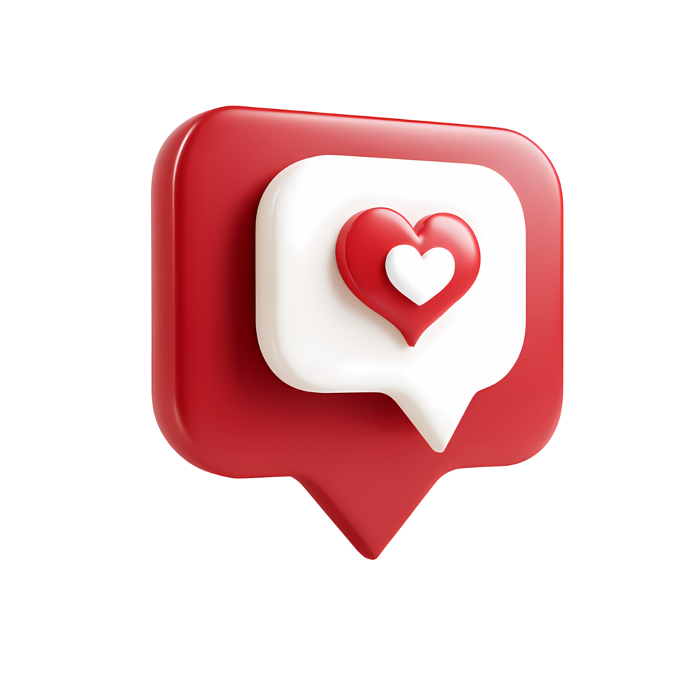 Red and White Heart Like Notification Bubble on transparent background png