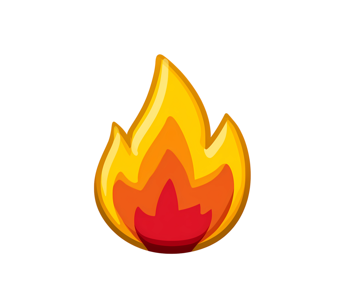 Cartoon Fire Illustration A Vibrant Flame with Yellow Orange and Red Tones stylized png