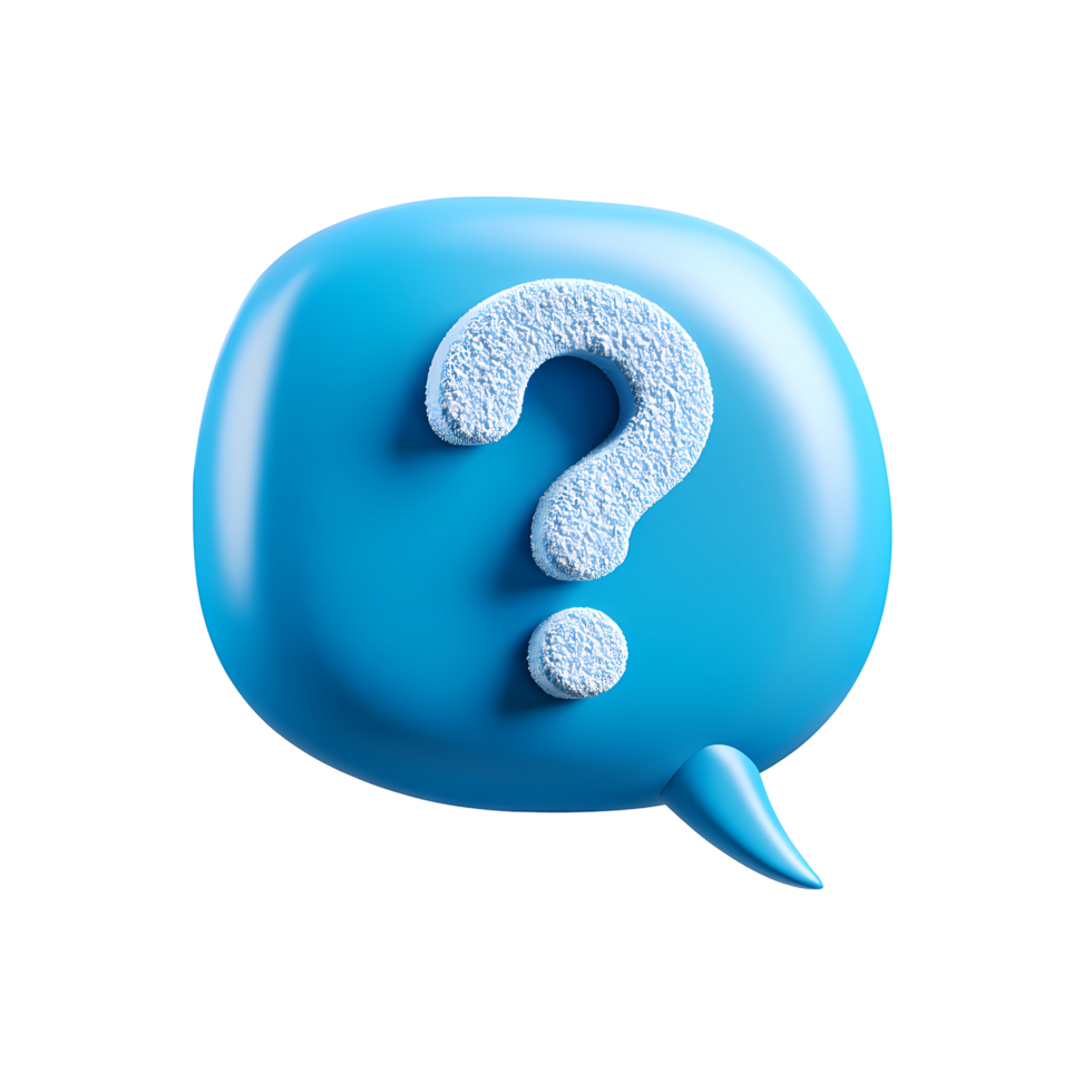 Blue speech bubble with question mark on transparent background png