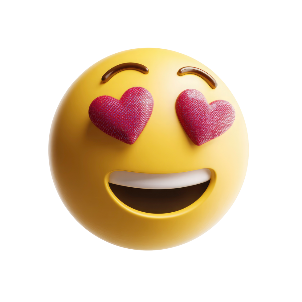 Yellow Emoji with Heart Eyes and Smiling Face Expressing Love and Affection png