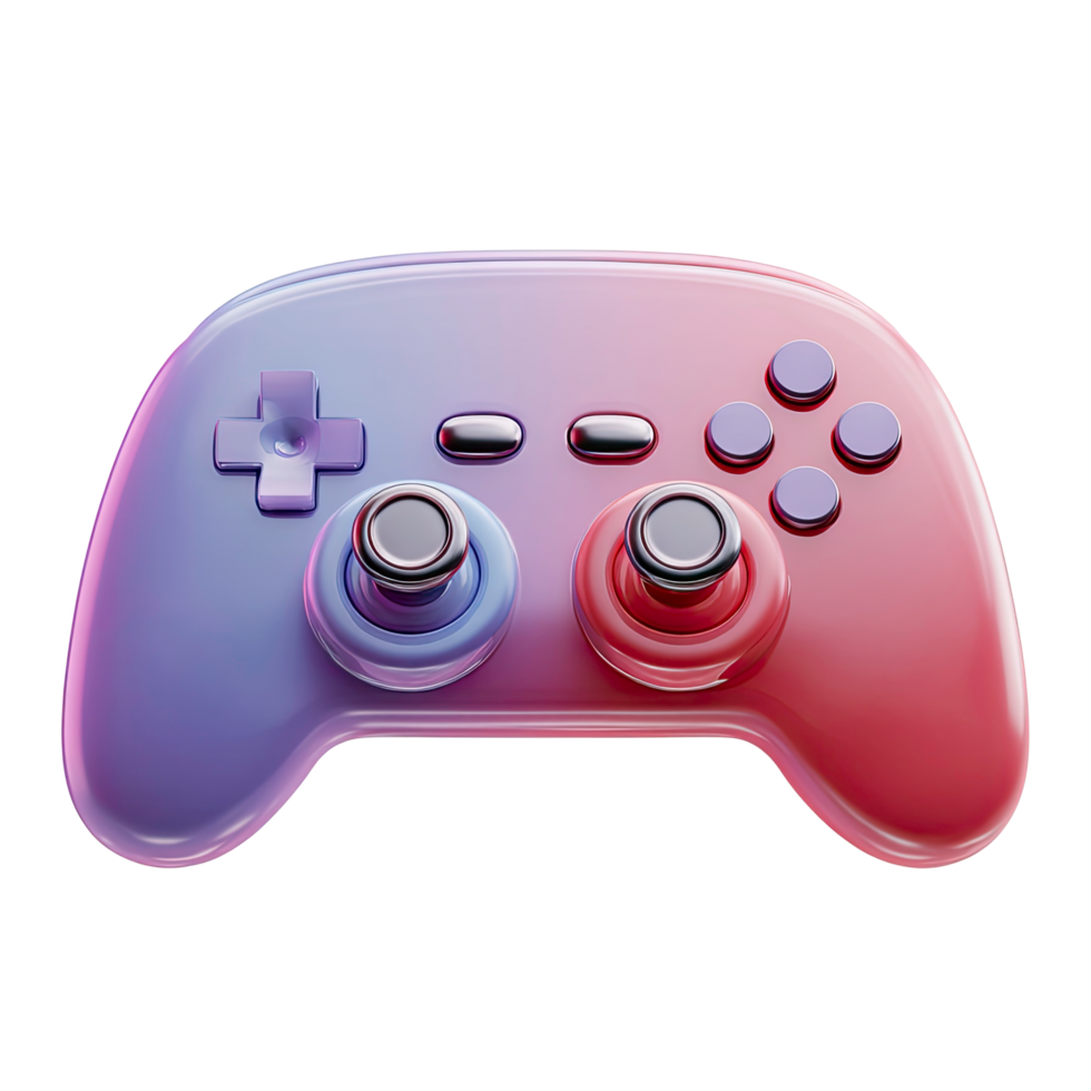 Gradient Game Controller with Joystick and Buttons on Transparent Background gradient png