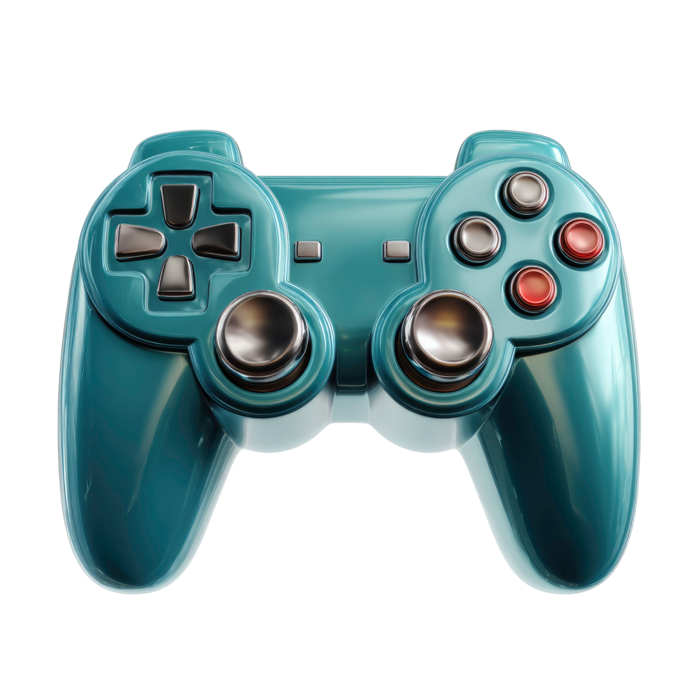 Teal Game Controller with Silver png