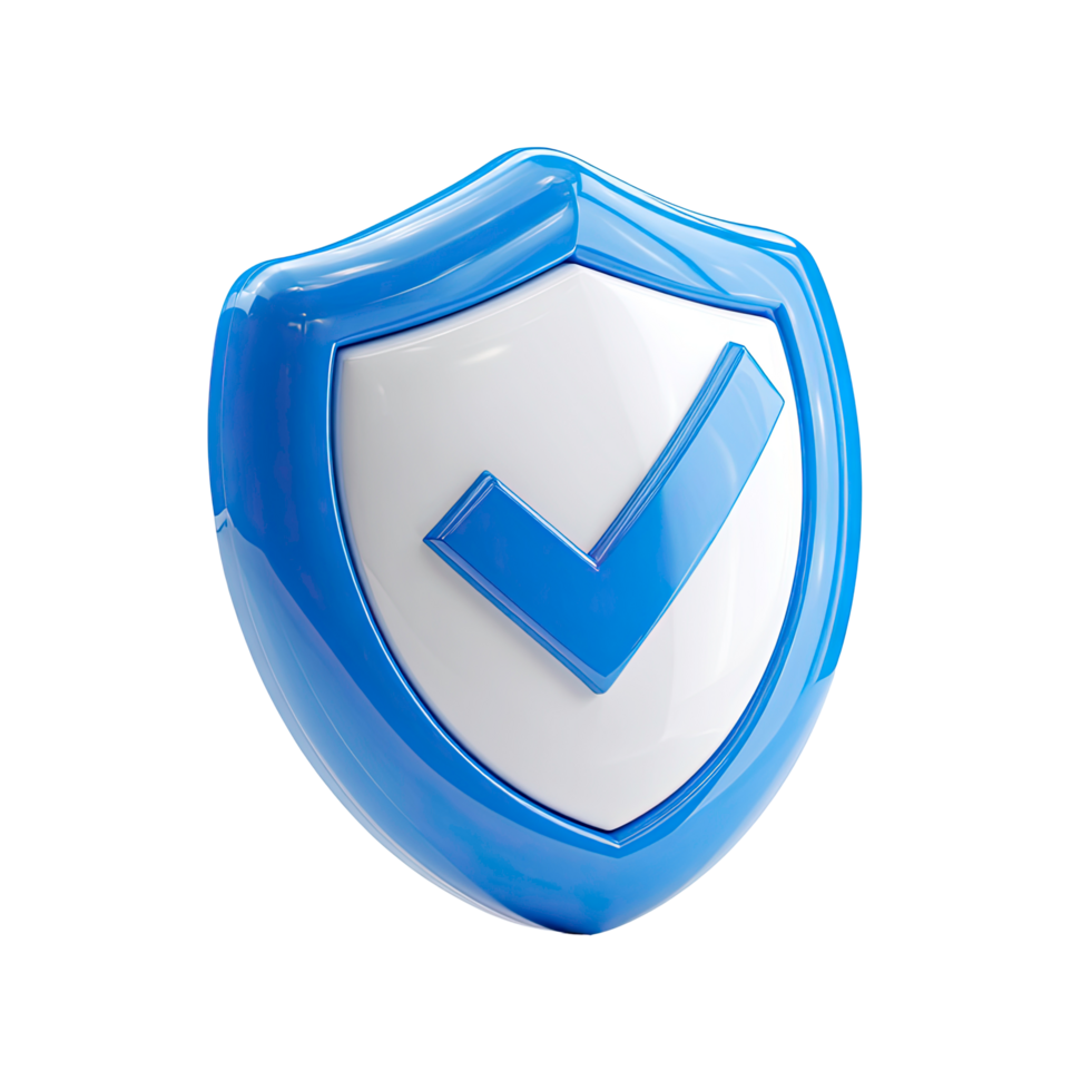 Blue and White Shield with Check Mark Icon on Transparent Background png