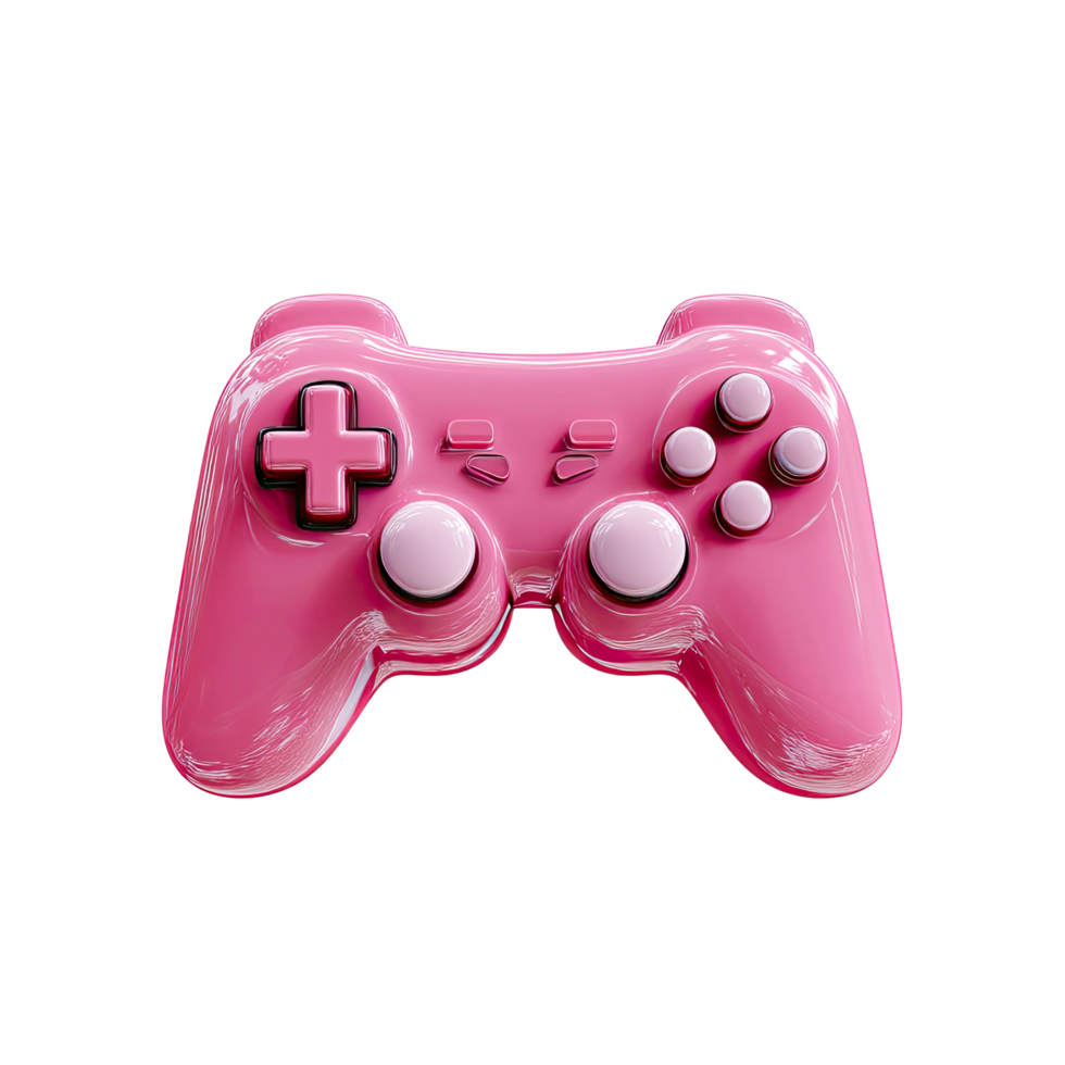 Glossy pink game controller with white buttons png