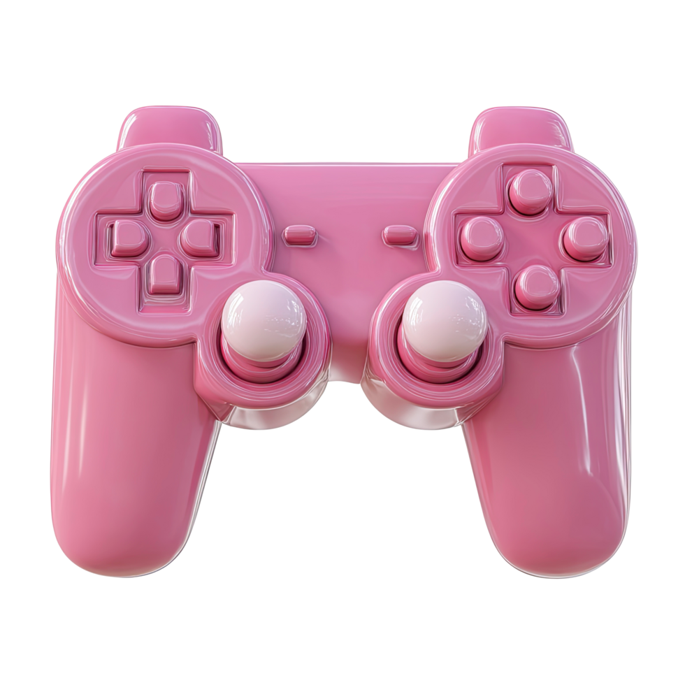 Shiny Pink Game Controller with White Buttons on transparent png