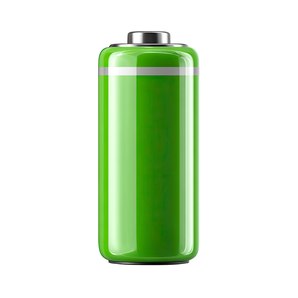 Green Battery Illustration with Full Charge on Transparent Background vibrant green png