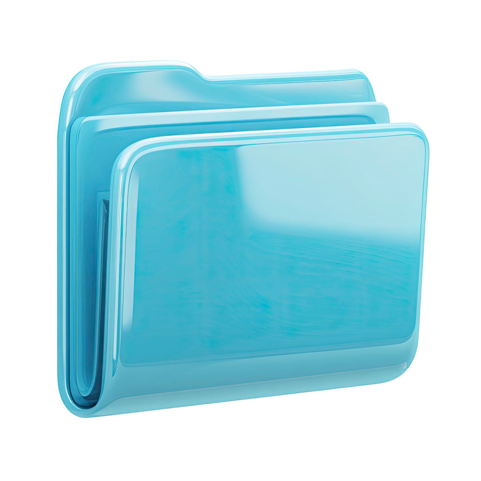 Glossy Light Blue Folder Icon for File Management on Transparent Background png
