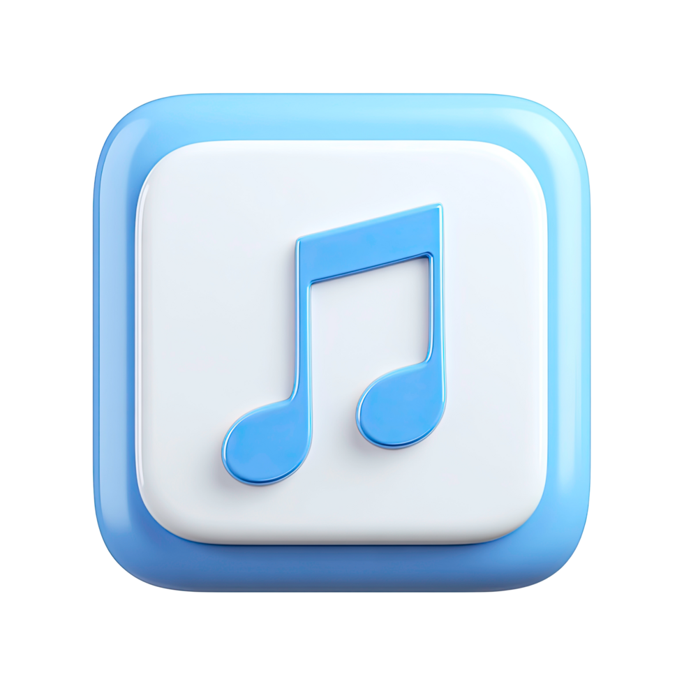 Blue Music Note Icon on a Rounded Square on Transparent Background png