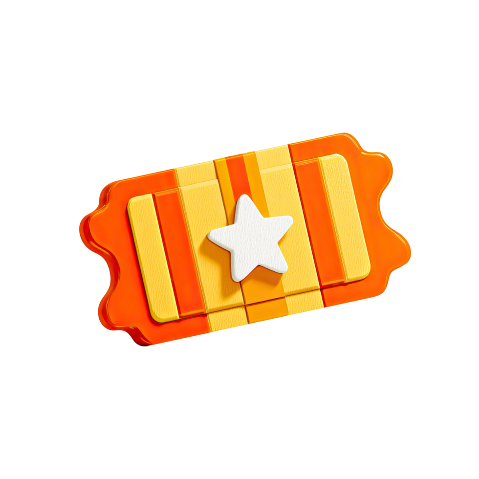 Orange and Yellow Ticket with White Star on Transparent Background png