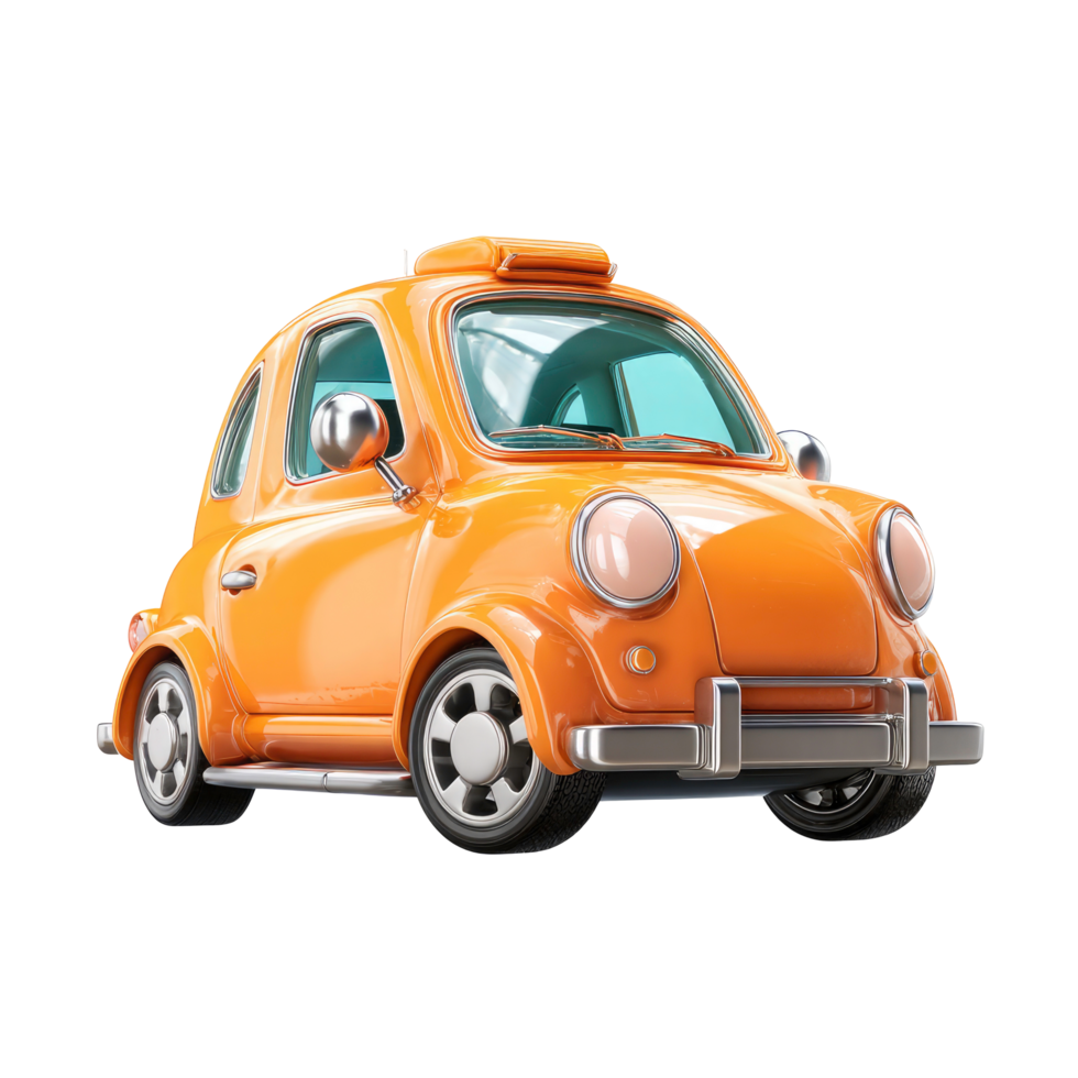 Cartoon Orange Taxi Cab Illustration with Transparent Background on transparent background png