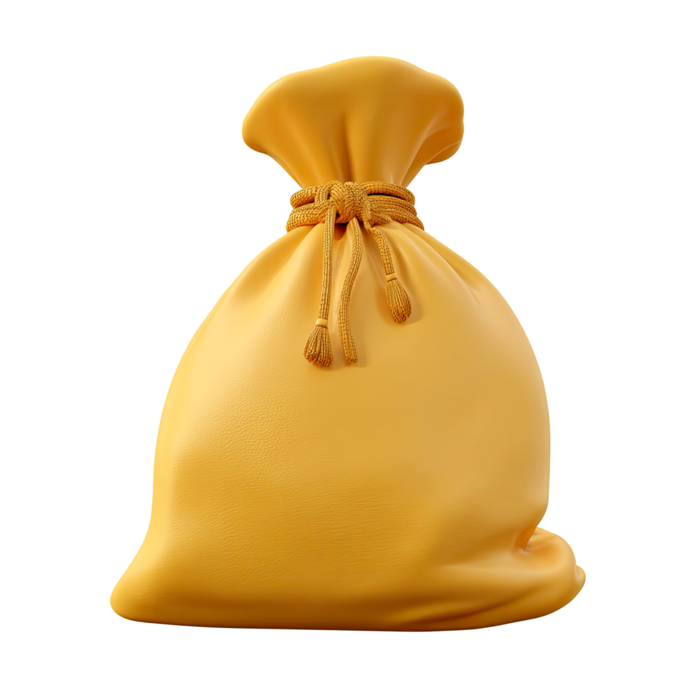 Cartoon Yellow Sack Tied with Rope Isolated on Transparent Background png