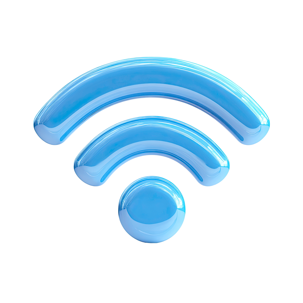 Glossy Blue Wifi Symbol Illustration on Transparent Background glossy blue wifi png