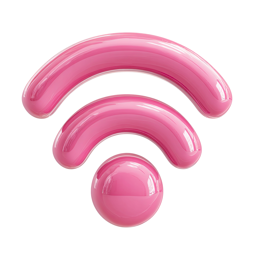 Glossy pink wifi symbol modern internet connection icon on transparent background png
