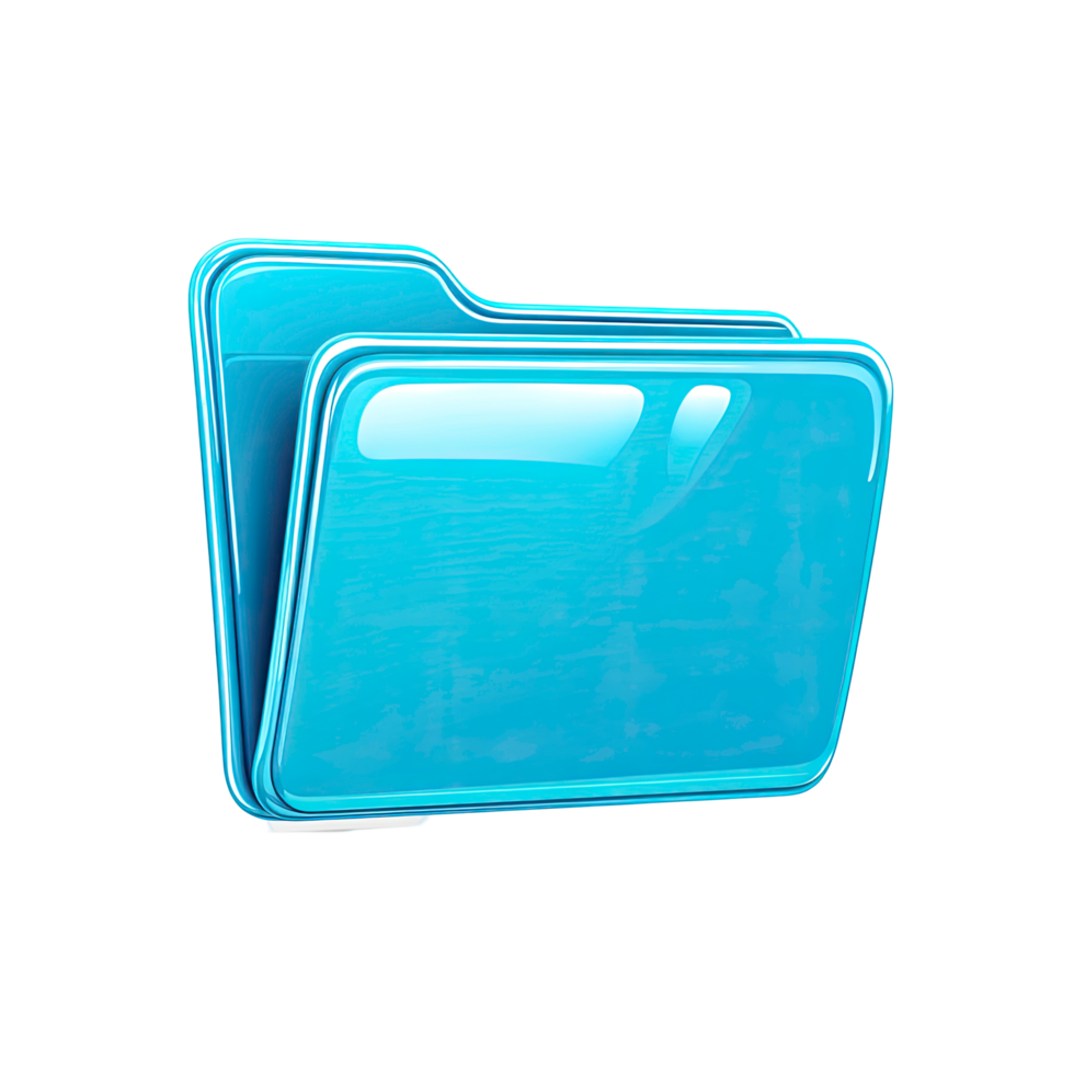 Shiny Blue Folder Icon for File Management on transparent background glossy png