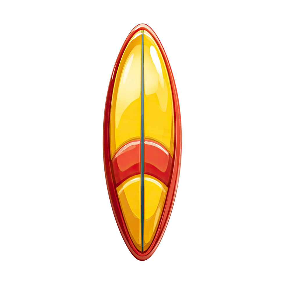 Cartoon Surfboard Illustration Yellow and Red Design on transparent background vibrant png
