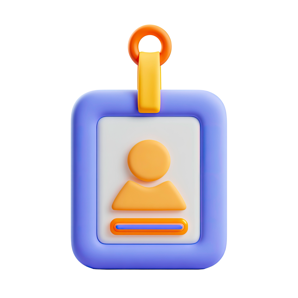 3D Rendered Identity Badge with Person Icon on Transparent Background rendered png