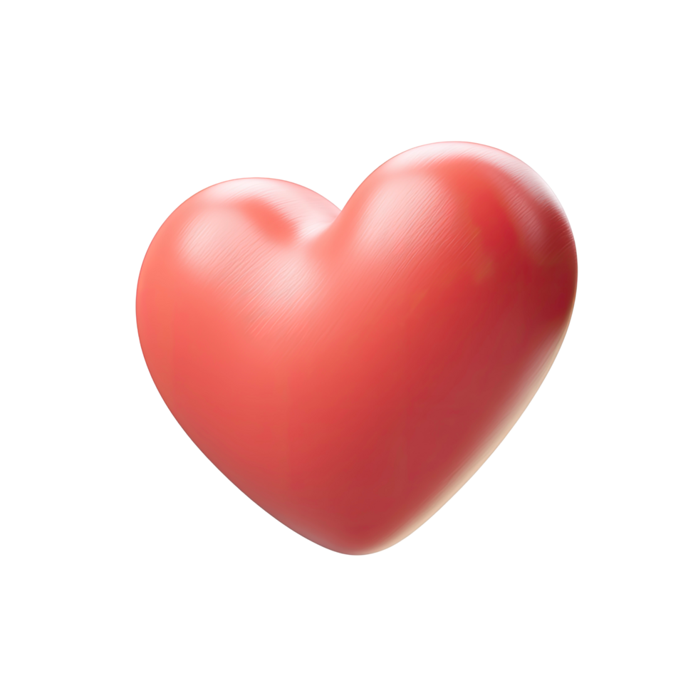 Red Heart Shape with Subtle Texture Isolated on Transparent Background rendered png