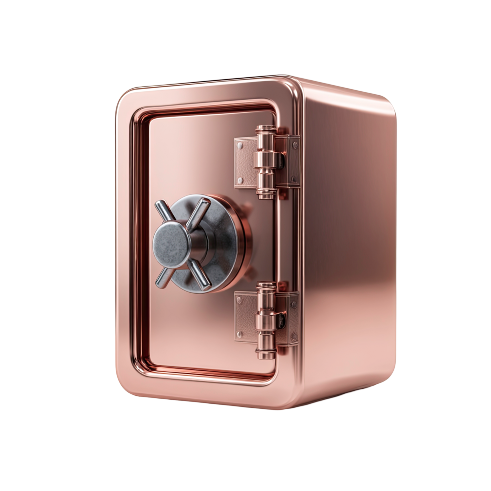 Rose Gold Safe with Silver Handle on a White Background rose png
