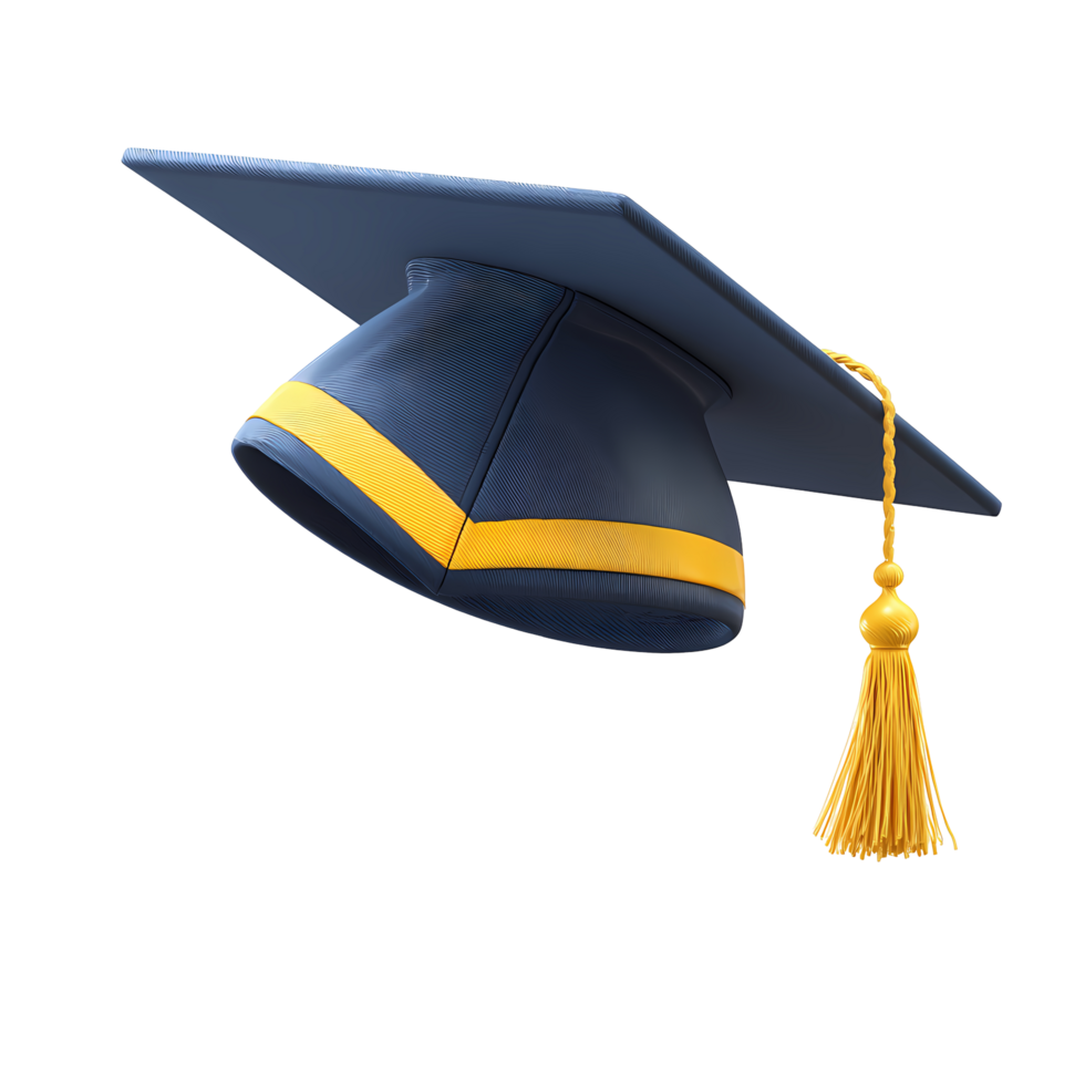 Graduation Cap with Gold Tassel Isolated on Transparent Background detailed graduation png