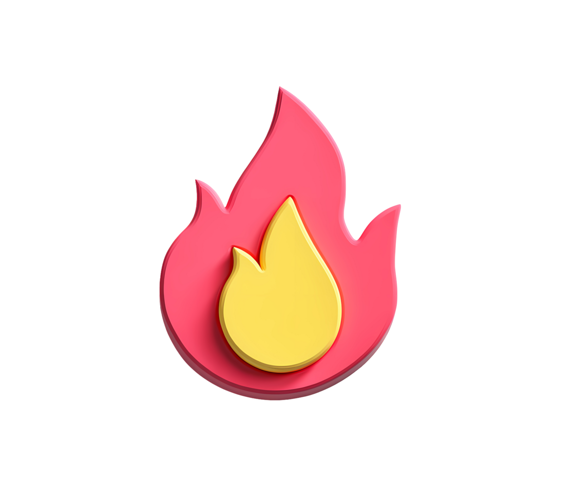 Stylized 3D Render of a Red and Yellow Flame on a White Background png