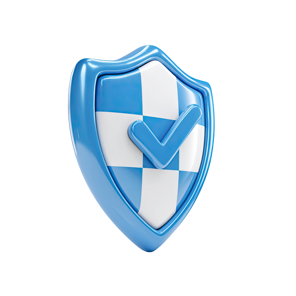 Blue Shield with Check Mark on a Checkered Pattern on transparent background png