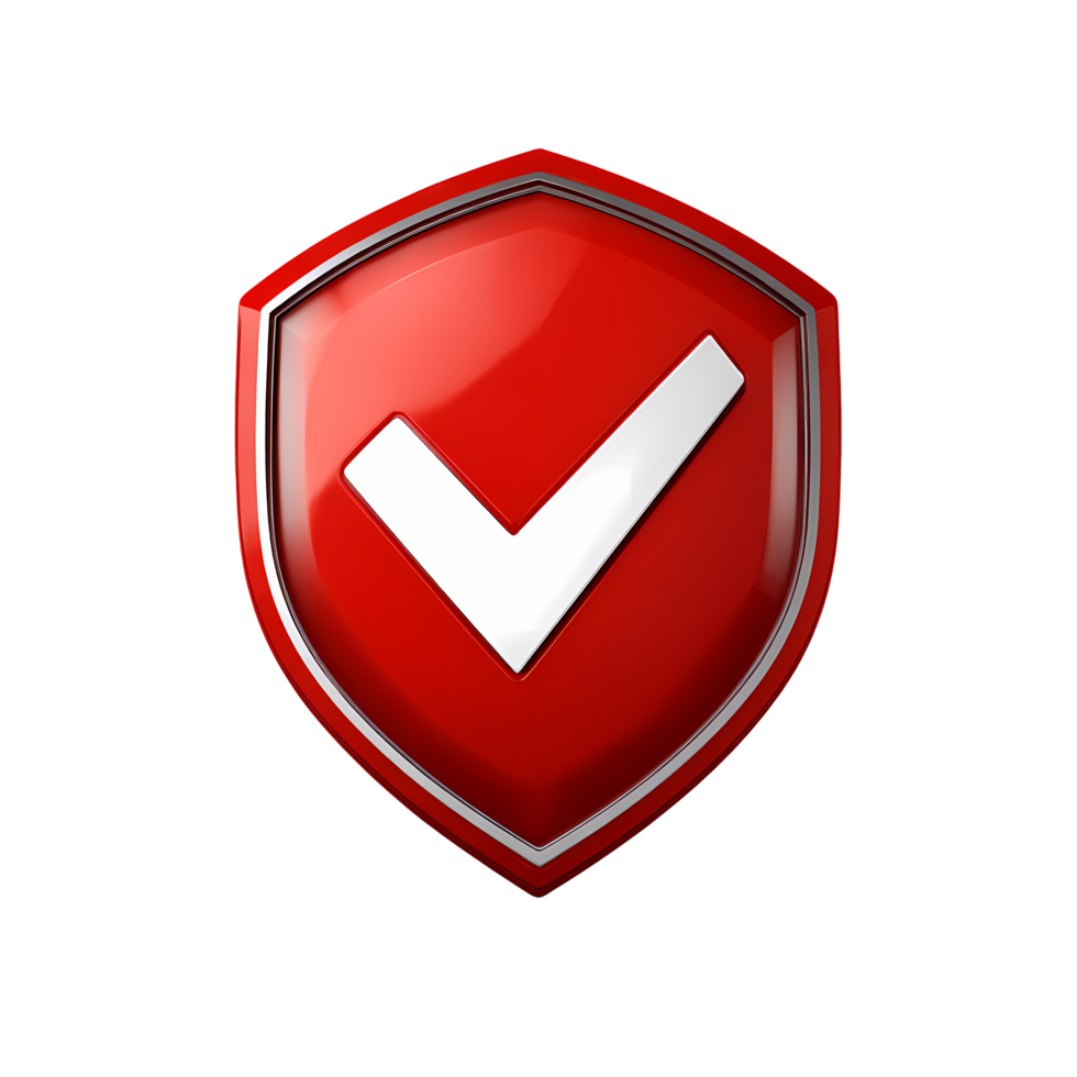 Red Shield with White Checkmark Security Protection and Validation Symbol png