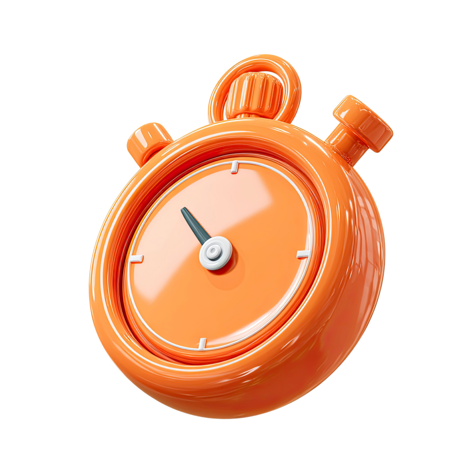 Orange 3D Stopwatch Icon Illustration for Time Management on transparent background png
