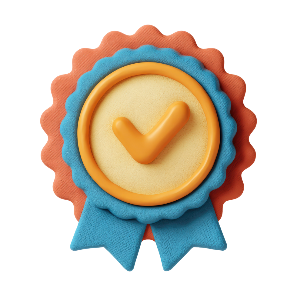 3D Rendered Approved Badge with Check Mark on Transparent Background png