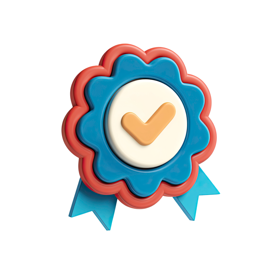 Colorful Approved Badge with Check Mark on Transparent Background rendered png