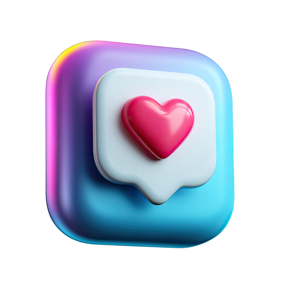 3D Rendered Social Media Like Notification Icon on transparent background rendered png