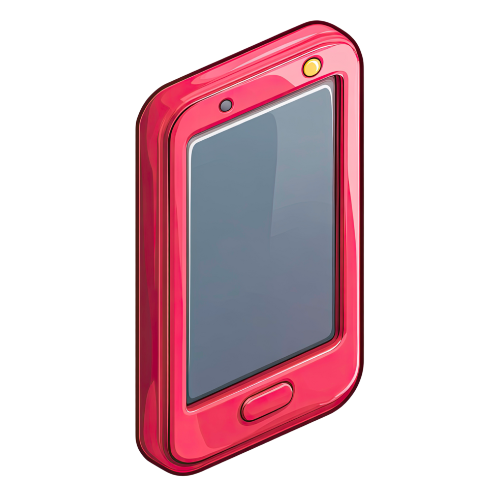 Cartoon Style Pink Smartphone Illustration on Transparent Background vibrant cartoon rendering png