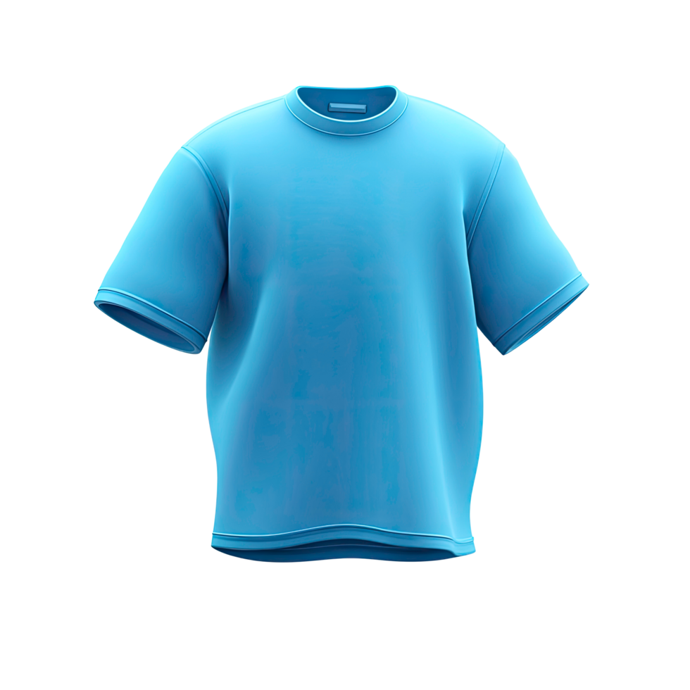 Light blue short sleeved t shirt mockup on transparent background light png