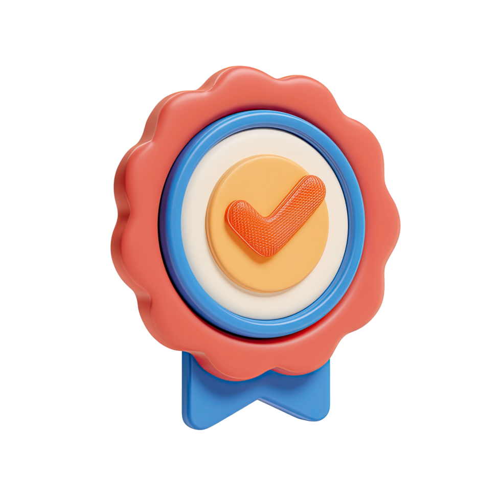 3D Rendered Approved Badge with Check Mark on Transparent Background rendered png