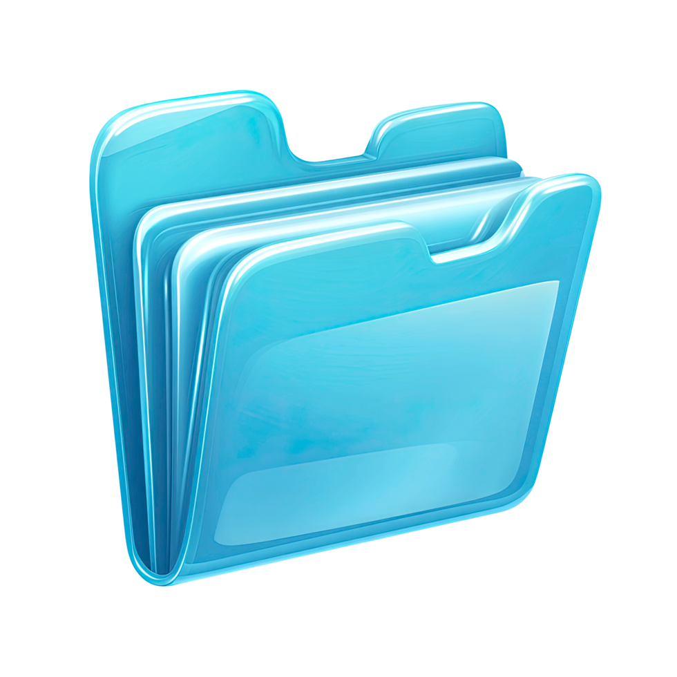 Shiny Blue Folder Icon Illustration for Data Management on transparent background png