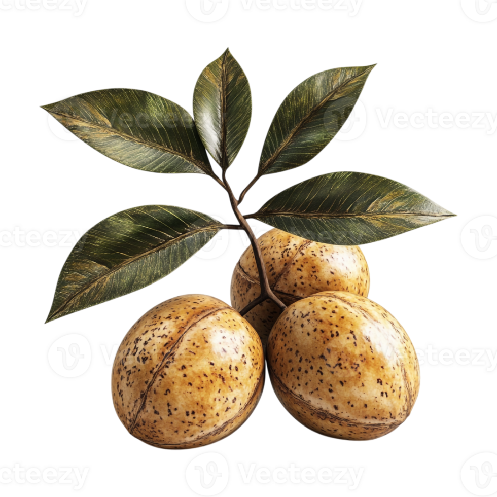 nut tree with leaves and two nuts png