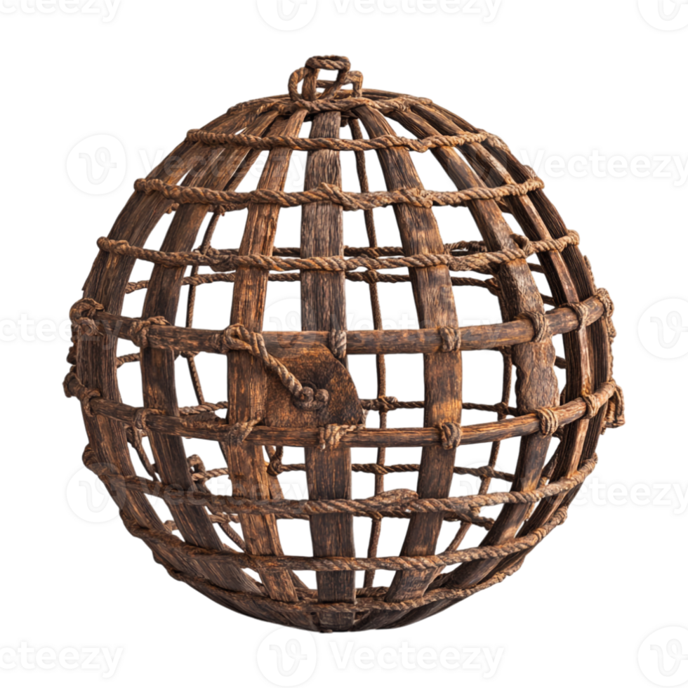 a wooden ball with rope on it png