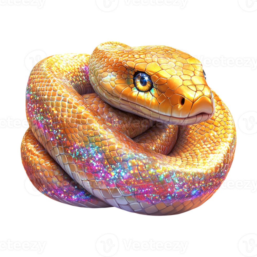a snake with colorful eyes and a colorful tail png