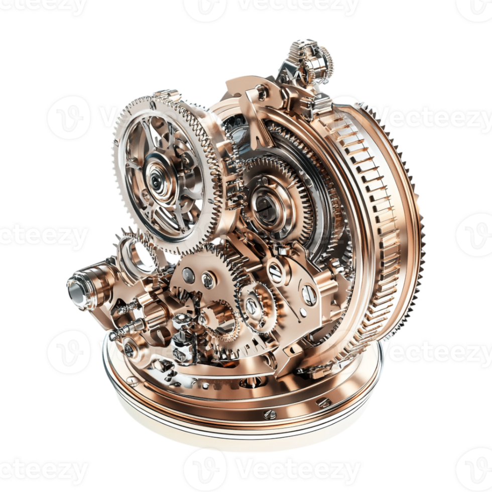 a clockwork mechanism with gears on a transparent background png