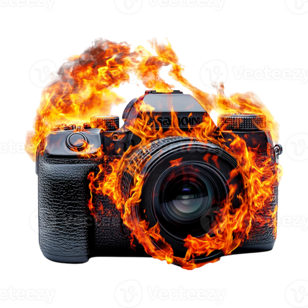 a camera with fire on it png