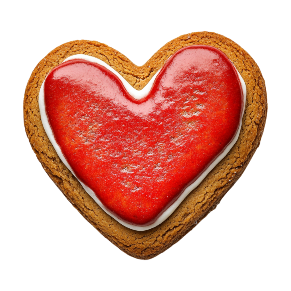 a heart shaped cookie with cream in the middle png