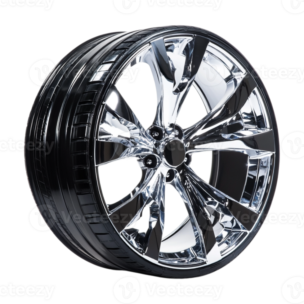 a chrome rim with a black center on a transparent background png