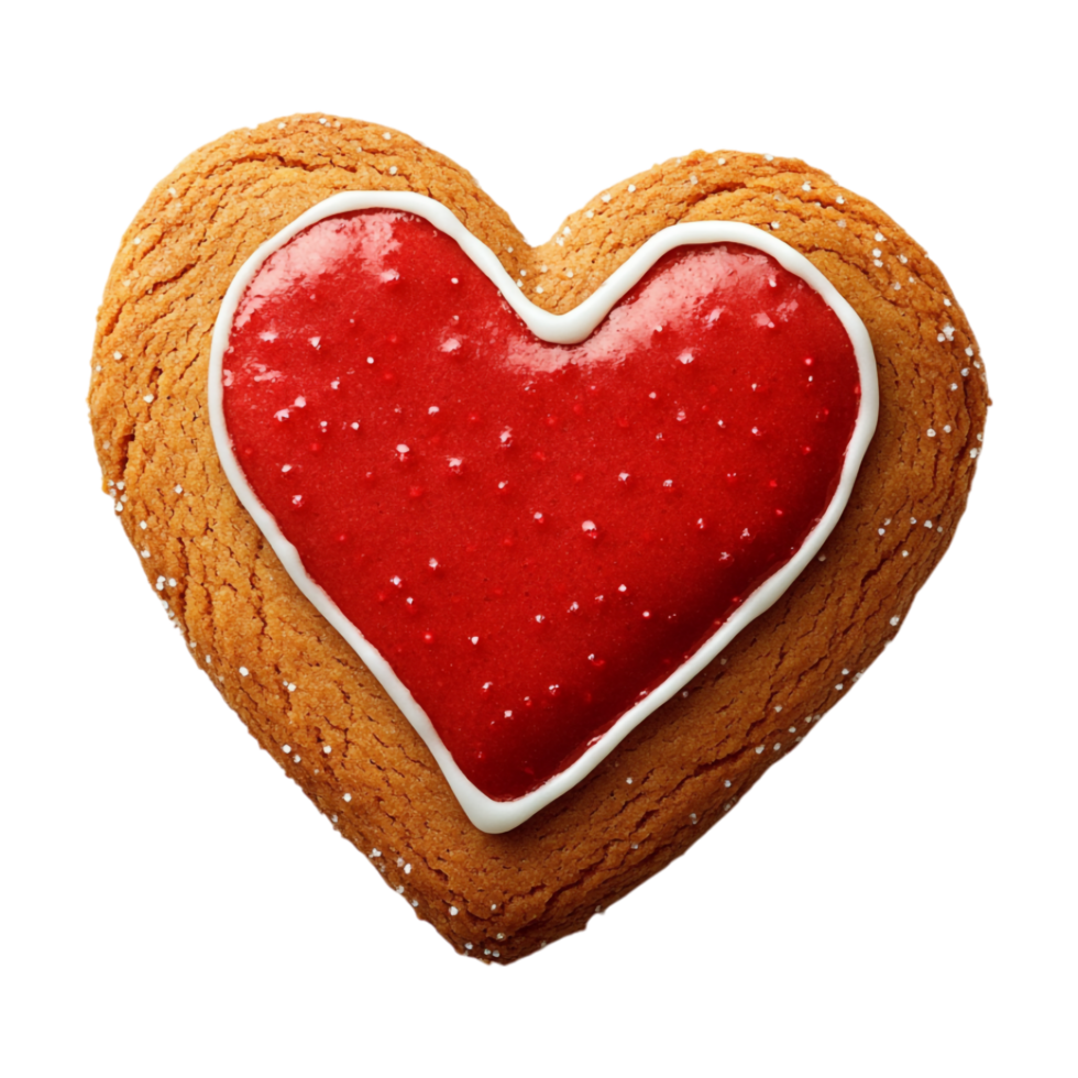 heart shaped cookie with icing on top png