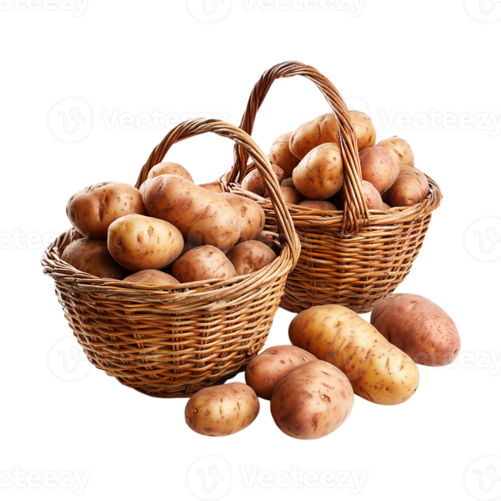 potatoes in baskets on a transparent background png