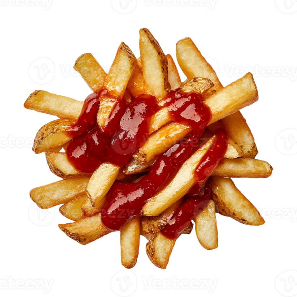 french fries with ketchup on top of them png
