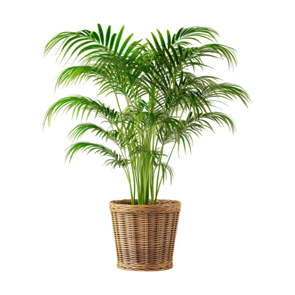 a potted palm tree on a transparent background png